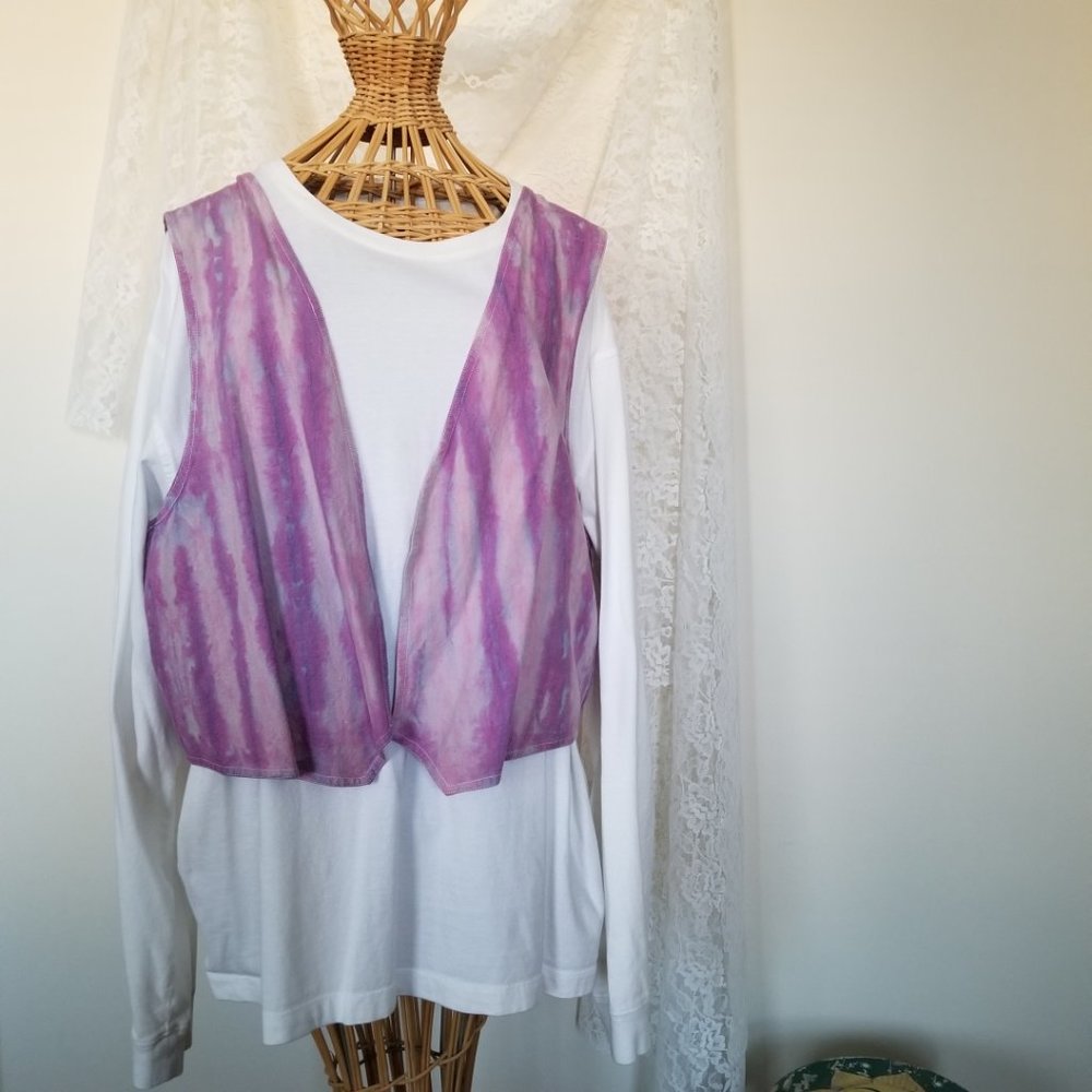 Vintage Tie Dye Purple & Pink Vest